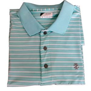 IZOD Polo Ice Green White Stripe Size Large